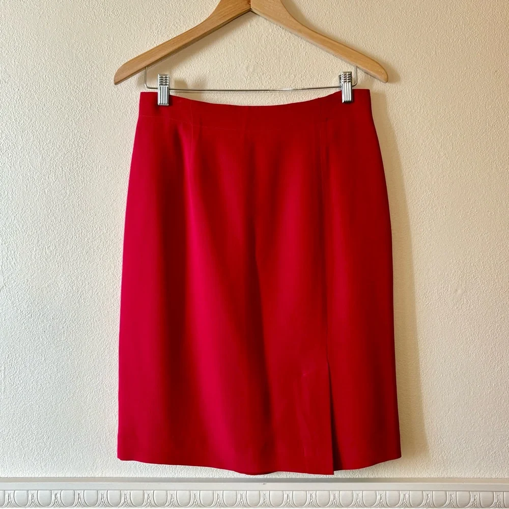 Vintage‎ Evan Picone red silk pencil skirt